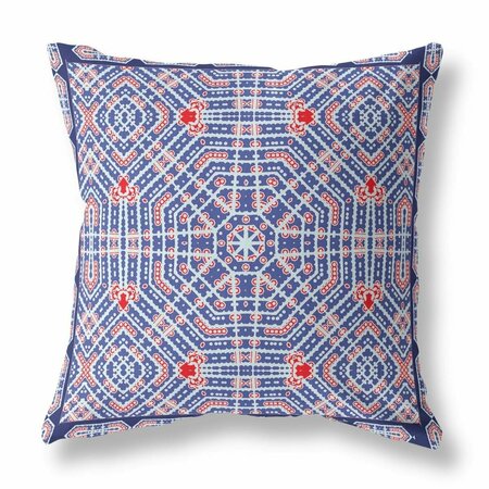 PALACEDESIGNS 20 in. Geostar Indoor & Outdoor Throw Pillow Blue & Red PA3676781